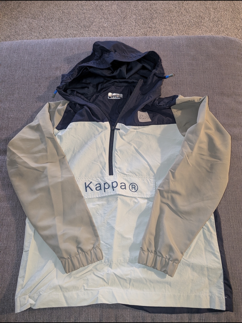 Kappa Windbreaker Jacket in Navy, Light Gray, Beige